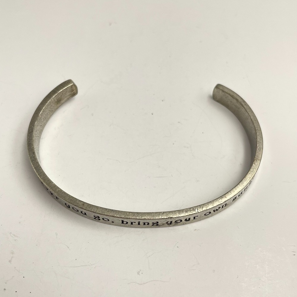 Vintage 90s SilverTone Quote Cuff Bracelet "Bring Your Own Sunshine" Inspiration